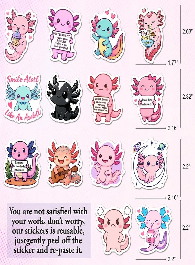 BEATRI Axolotl Stickers Waterproof Vinyl 50Pcs Self Affirmation Positive Axolotl Decor & Party Favors for Laptop, Water Bottle, Skateboard & Travel Gear | Non-Repeating Decals, High-Definition Print - Image 2